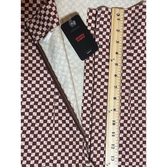 NWT LEVI'S Mini Dress L Brown/Pink Multicolor Check Adj. Spag. Straps w/pockets - Picture 9 of 13